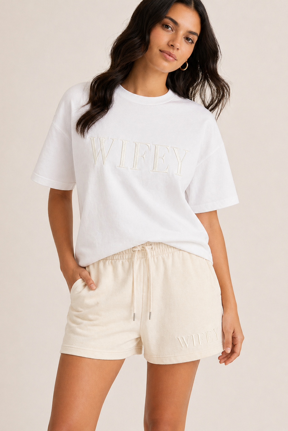 Wifey Embroidered Shorts
