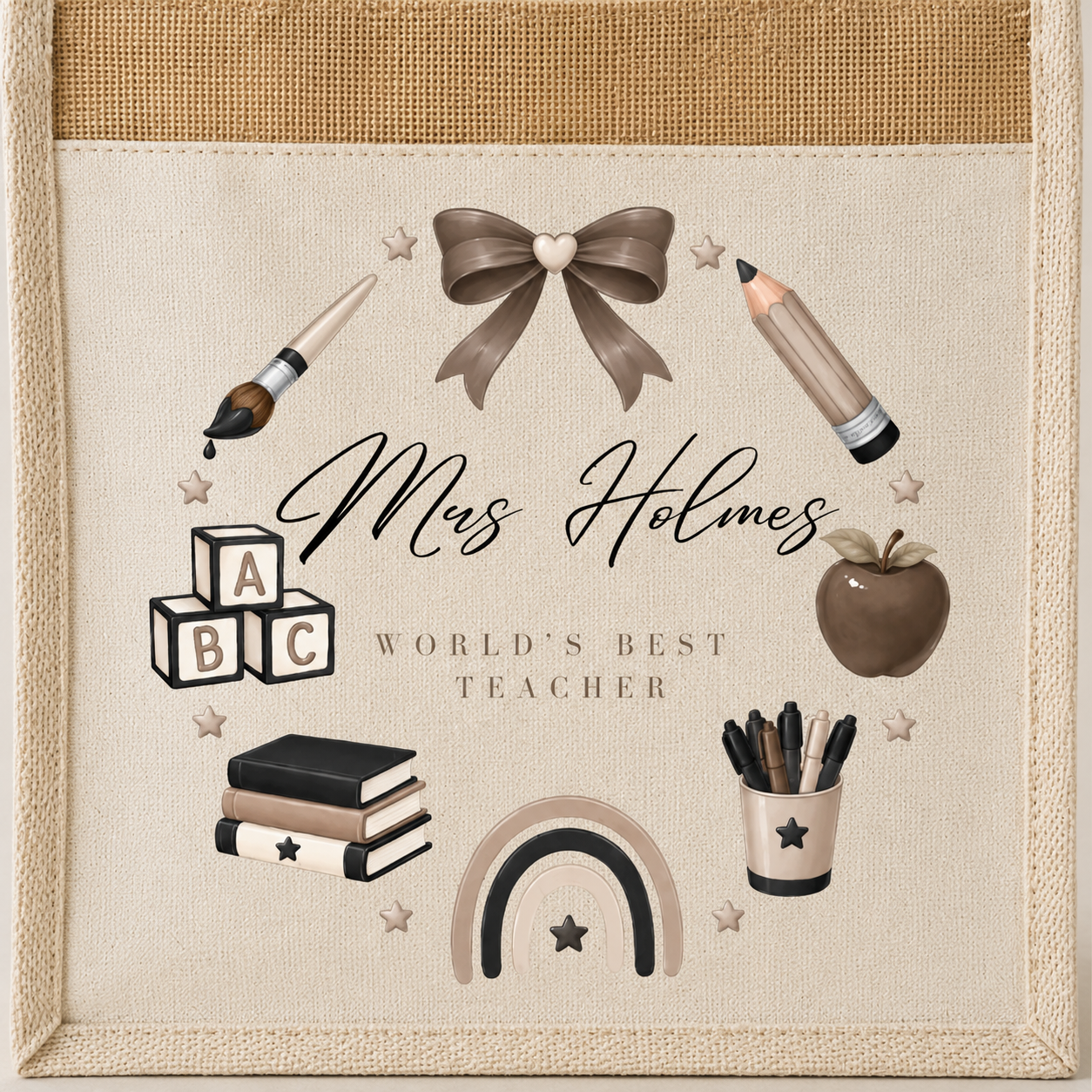 Personalised Teacher Hessian Bag