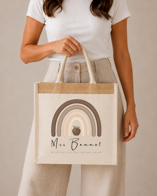 Personalised Teacher Hessian Bag