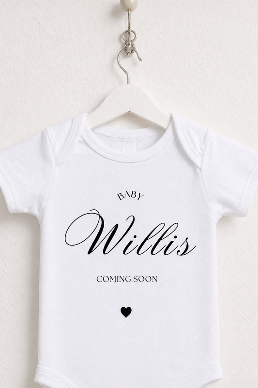 Personalised Coming Soon Baby Grow