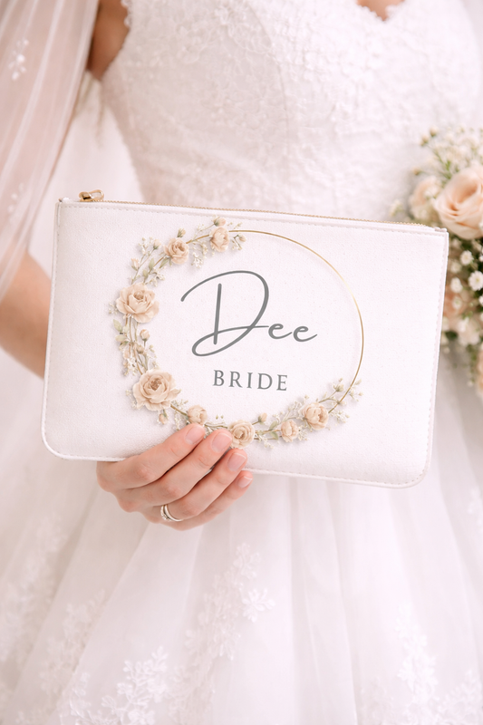 Personalised Wedding Leather Clutch Bag