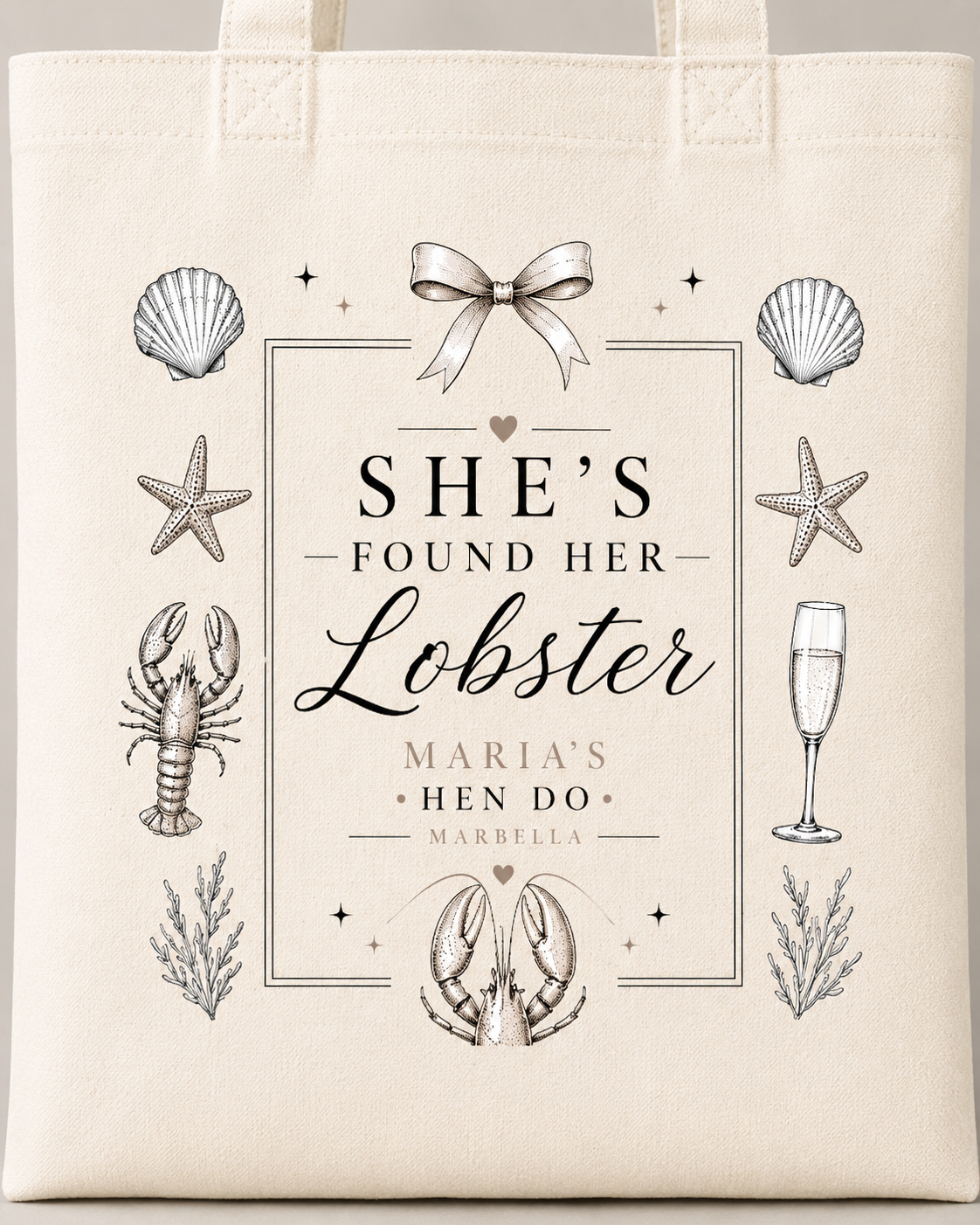 Personalised Hen Do Tote Bag -She's found her Lobster
