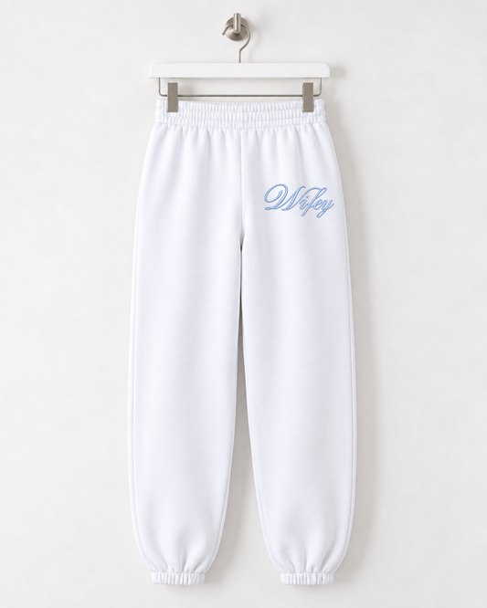 Wifey Embroidered Joggers - White