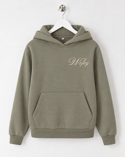 Wifey Embroidered Hoodie - Moss Green