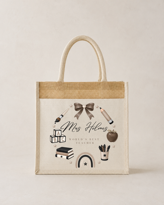 Personalised Teacher Hessian Bag