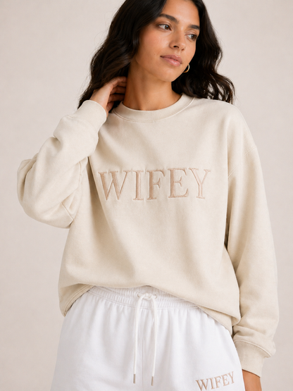 Wifey Embroidered Sweatshirt