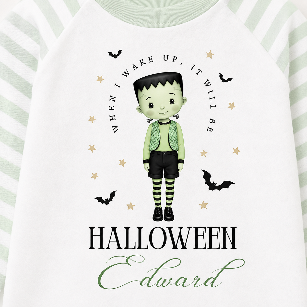 When i wake up, It will be Halloween Frankenstein Personalised Pajamas
