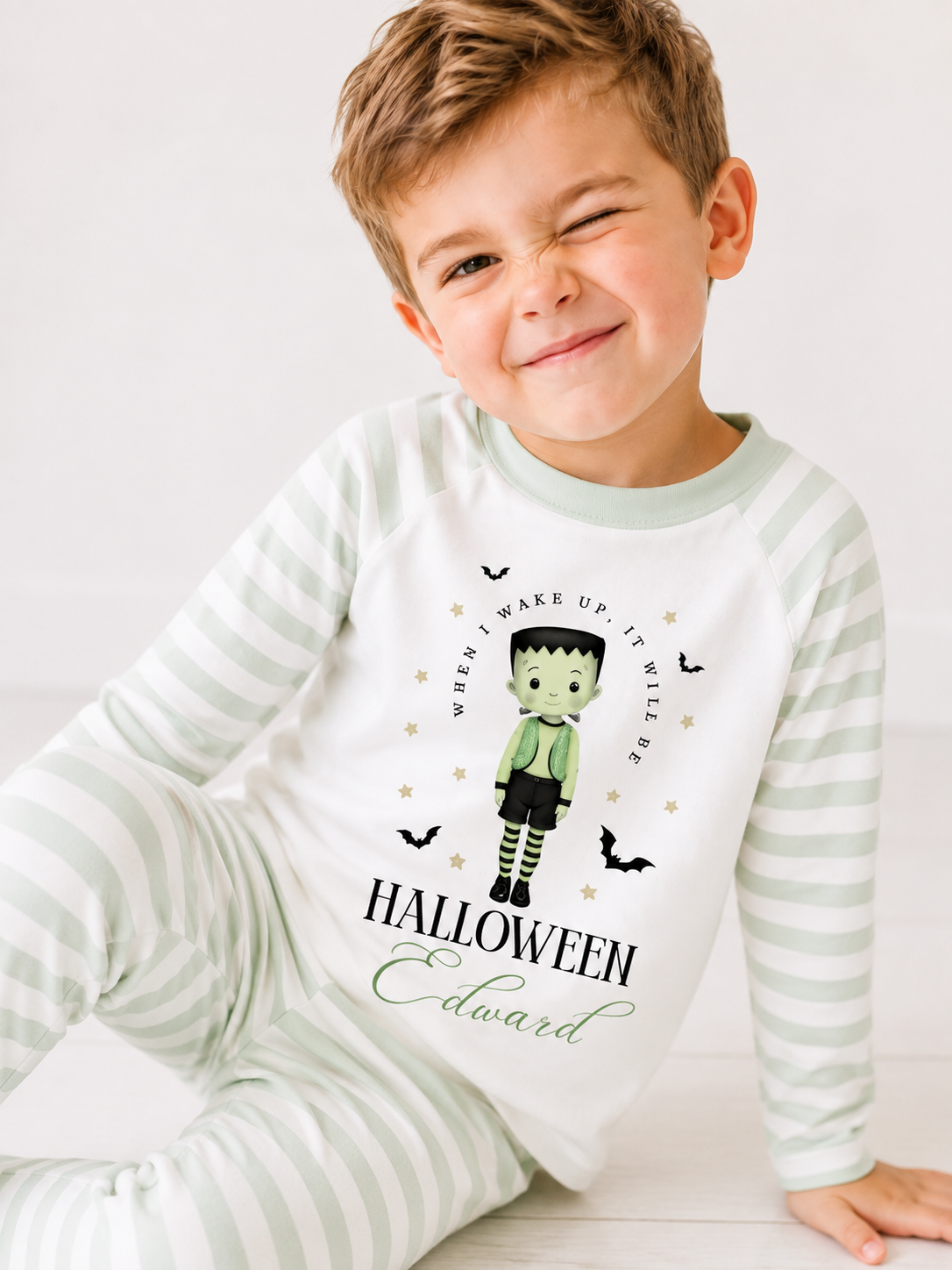 When i wake up, It will be Halloween Frankenstein Personalised Pajamas
