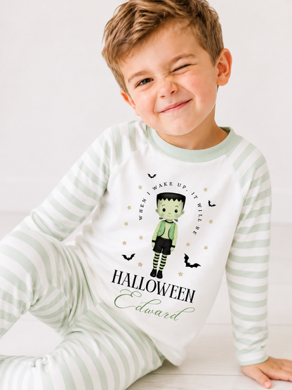 When i wake up, It will be Halloween Frankenstein Personalised Pajamas