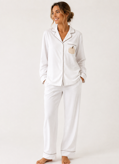 Adult Halloween Pumpkin Satin Pajamas