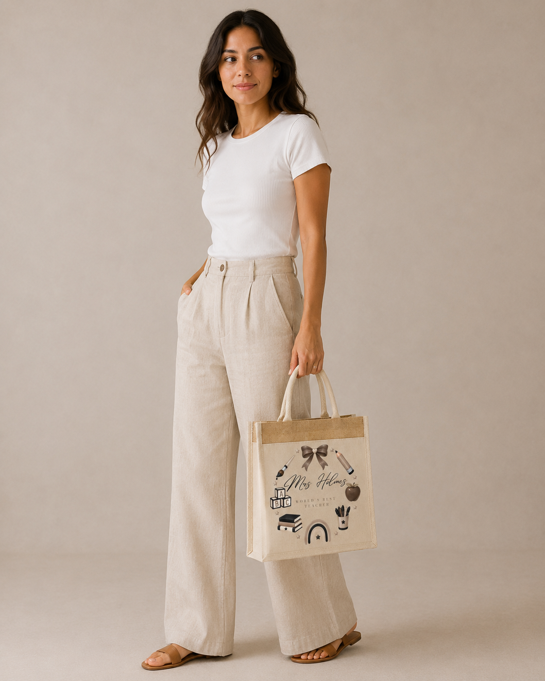 Personalised Teacher Hessian Bag