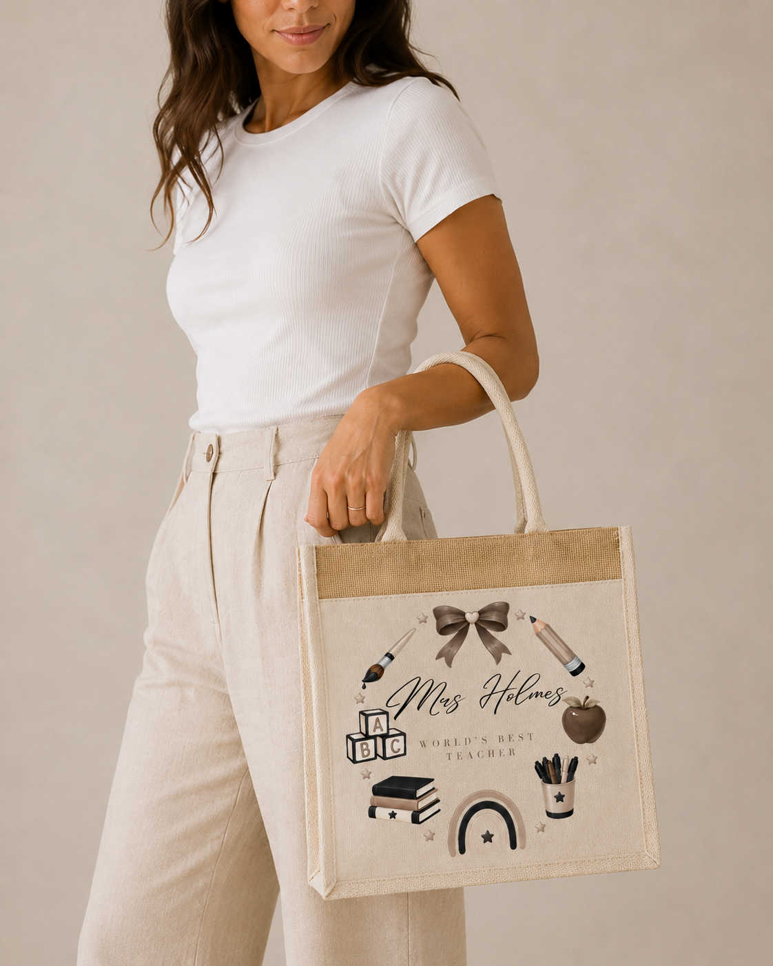 Personalised Teacher Hessian Bag