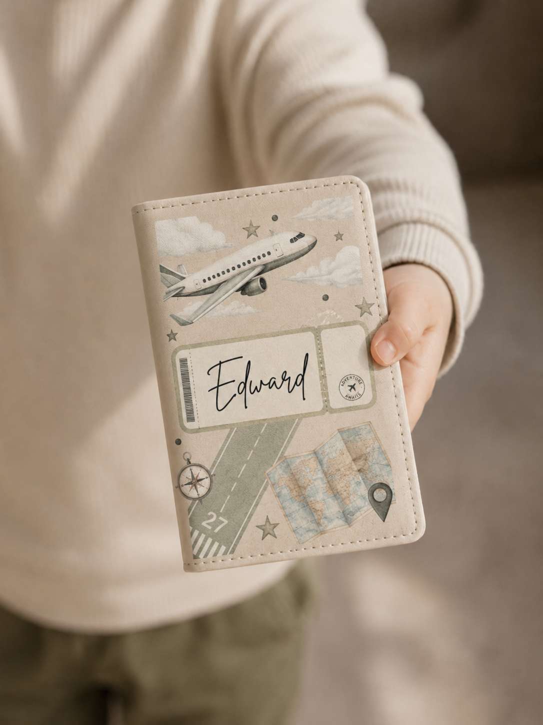 Child's Passport Cover & Luggage Tag Neutral