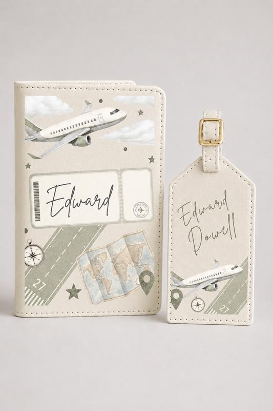 Child's Passport Cover & Luggage Tag Neutral
