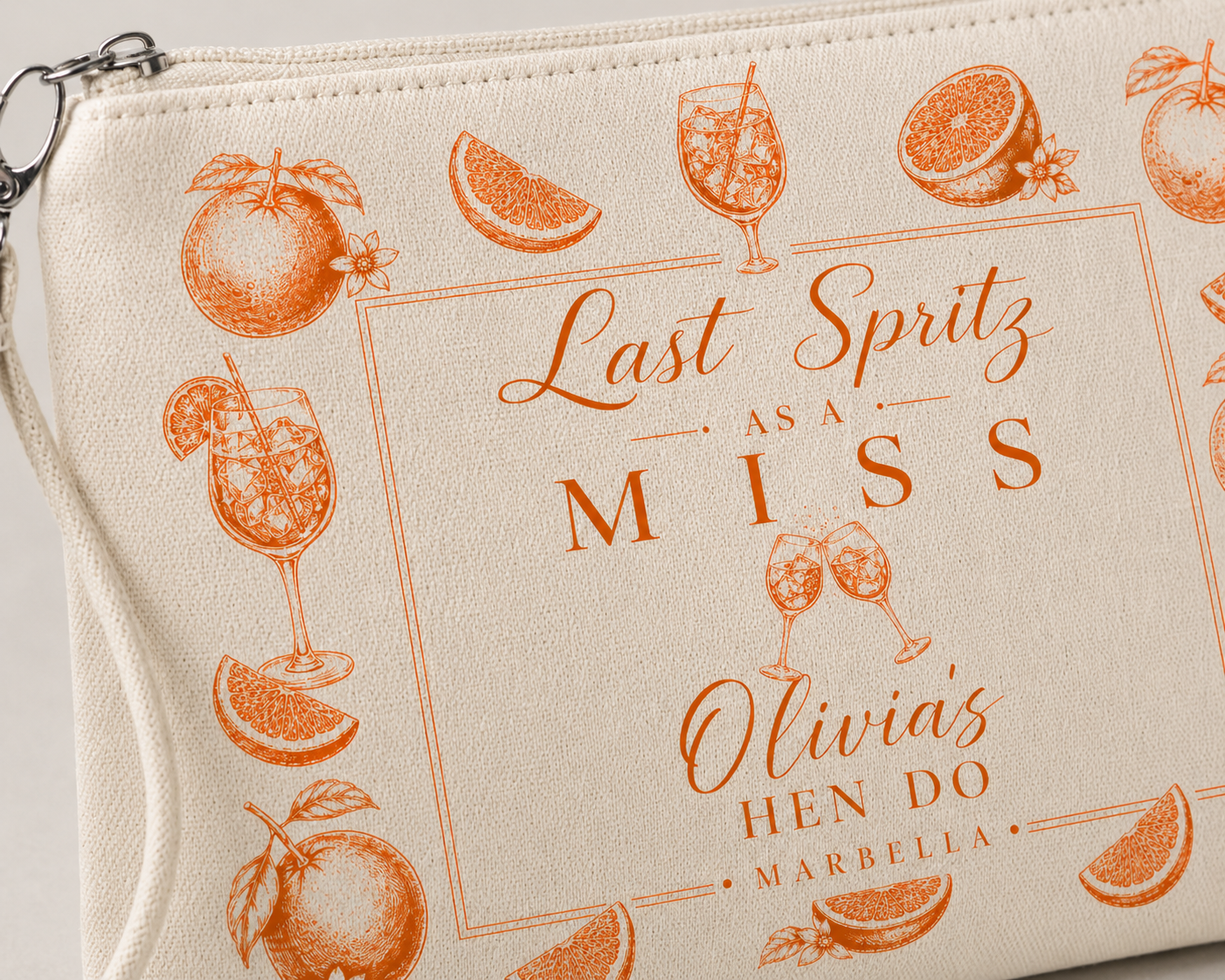 Personalised Hen Party Clutch Bag- Last Spritz as a Miss
