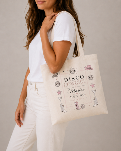 Personalised Hen Do Tote Bag -Disco Cowgirl