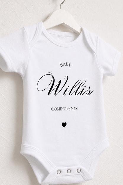 Personalised Coming Soon Baby Grow