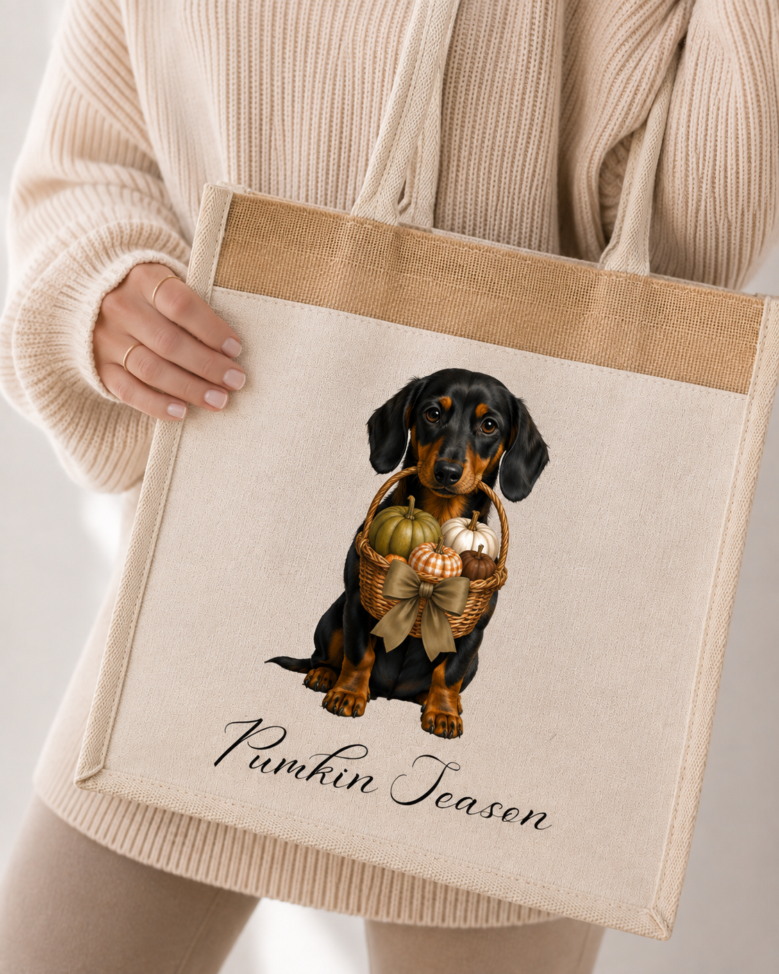 Autumn Halloween Single Print  Canvas Tote Bag, Various Breeds
