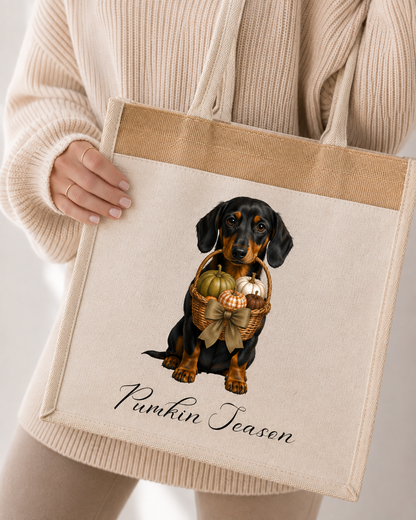 Autumn Halloween Single Print  Canvas Tote Bag, Various Breeds