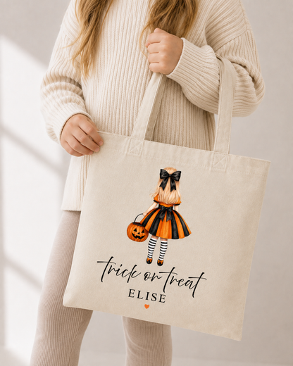 Personalised Children's Halloween / Trick or Treat Tote Bag / Little Girl Halloween Bag / little Boy Halloween Bag