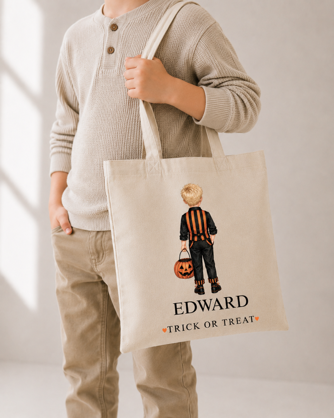Personalised Children's Halloween / Trick or Treat Tote Bag / Little Girl Halloween Bag / little Boy Halloween Bag