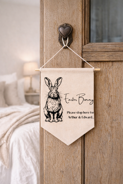 Personalised Easter Bunny Stop Here Flag