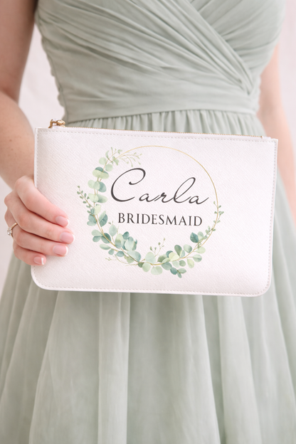 Personalised Wedding Leather Clutch Bag