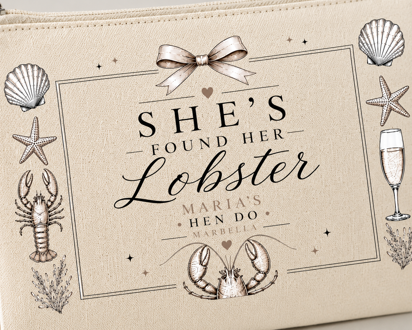 Personalised Hen Party Clutch Bag- She's Found Her Lobster