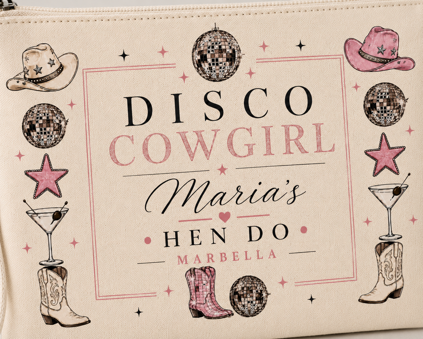 Personalised Hen Party Clutch Bag- Disco Cowgirls