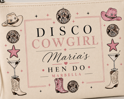 Personalised Hen Party Clutch Bag- Disco Cowgirls