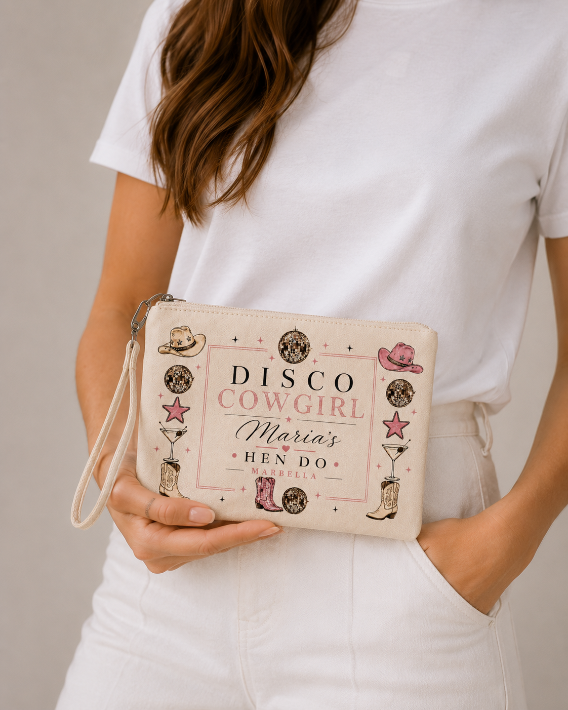 Personalised Hen Party Clutch Bag- Disco Cowgirls
