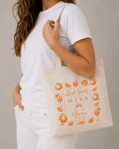 Personalised Hen Party Tote Bag- Last Spritz as a Miss