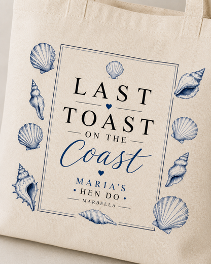 Personalised Hen Party Tote Bag -Last Toast On The Coast