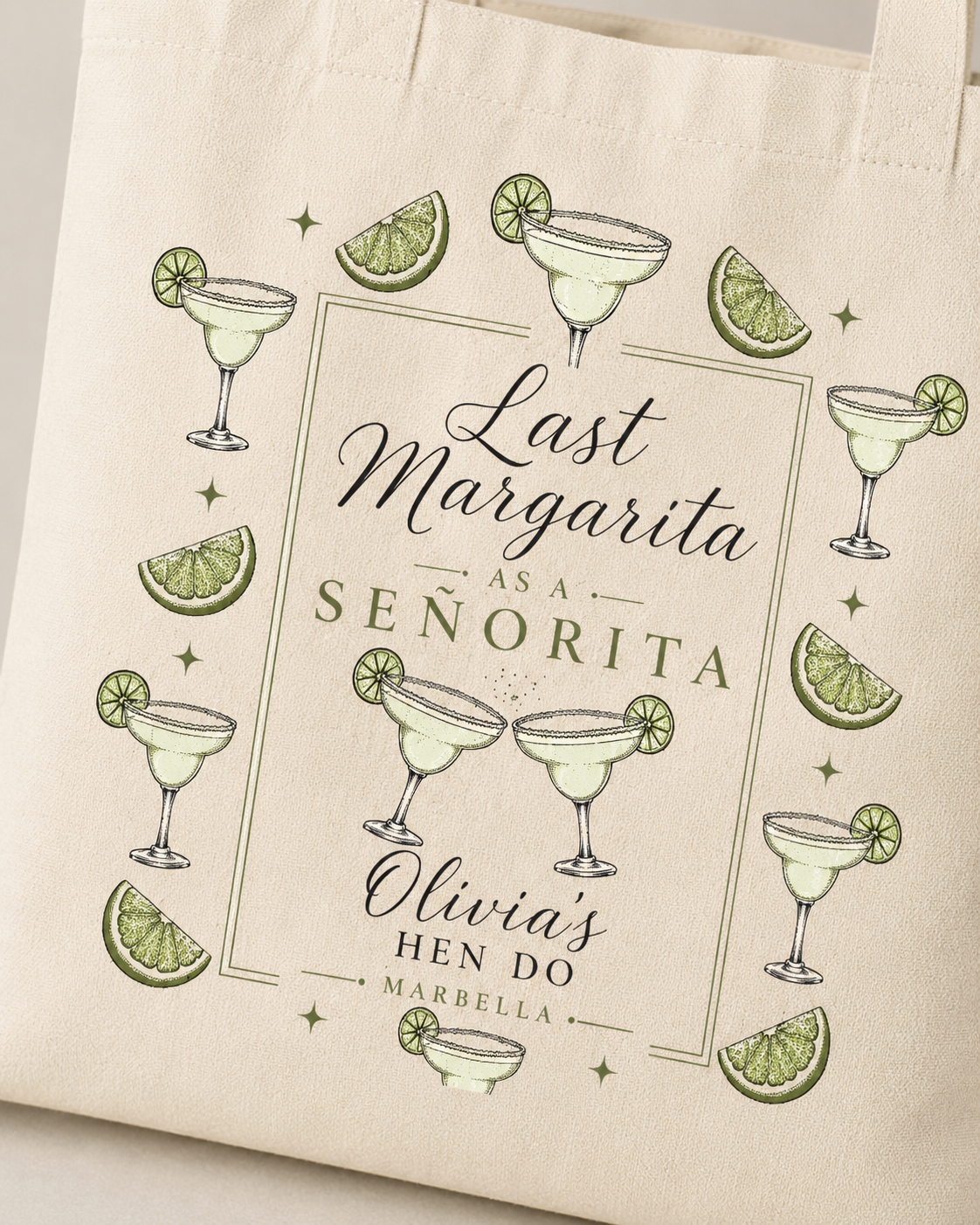 Personalised Hen Do Tote Bag -Last Margarita a as a Senorita