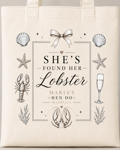 Personalised Hen Do Tote Bag -She's found her Lobster