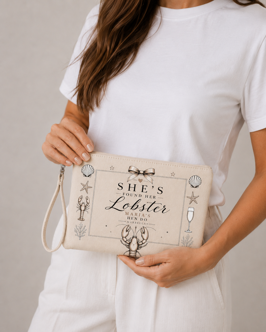Personalised Hen Party Clutch Bag- She's Found Her Lobster