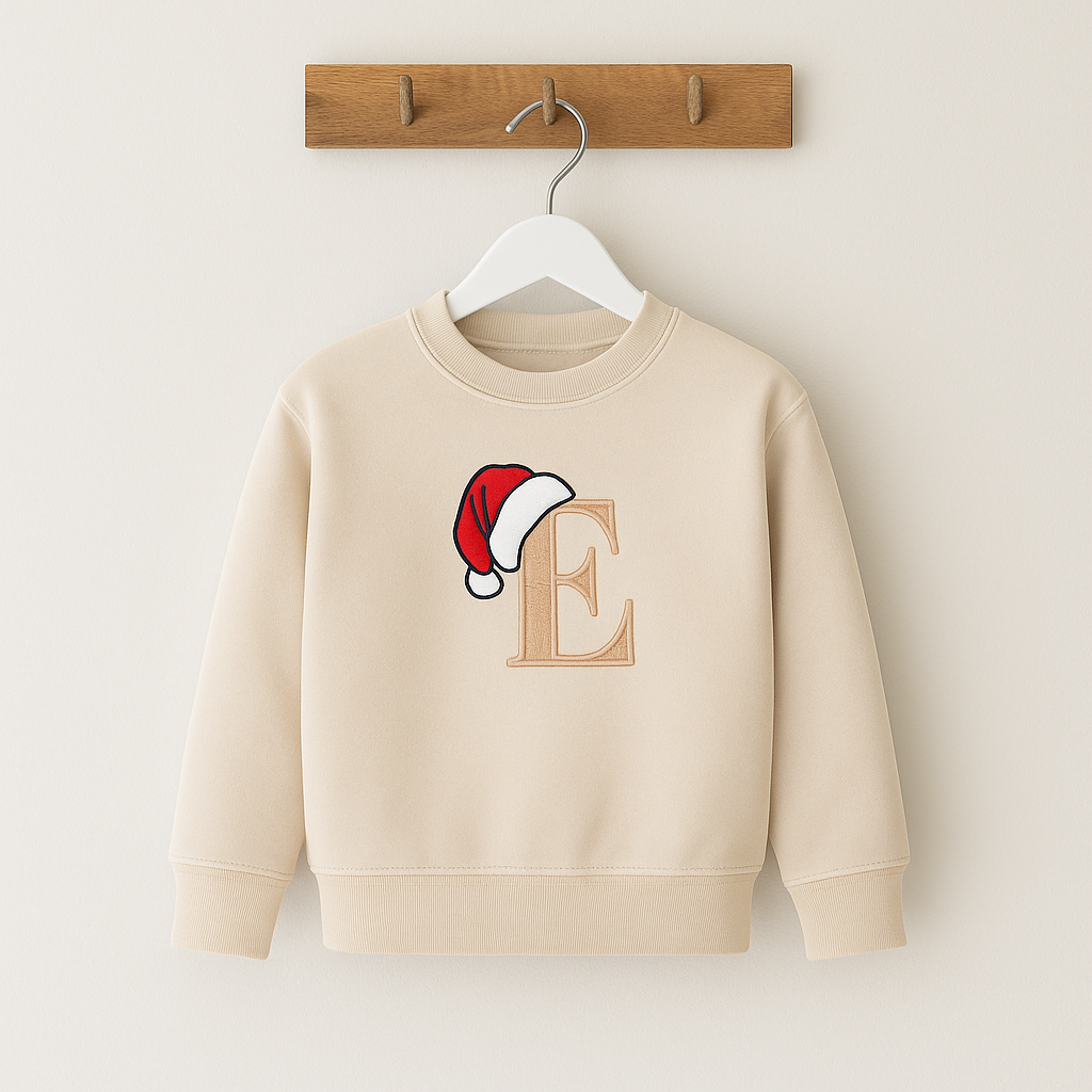 Santa Hat Inial Sweatshirt - Embroidered