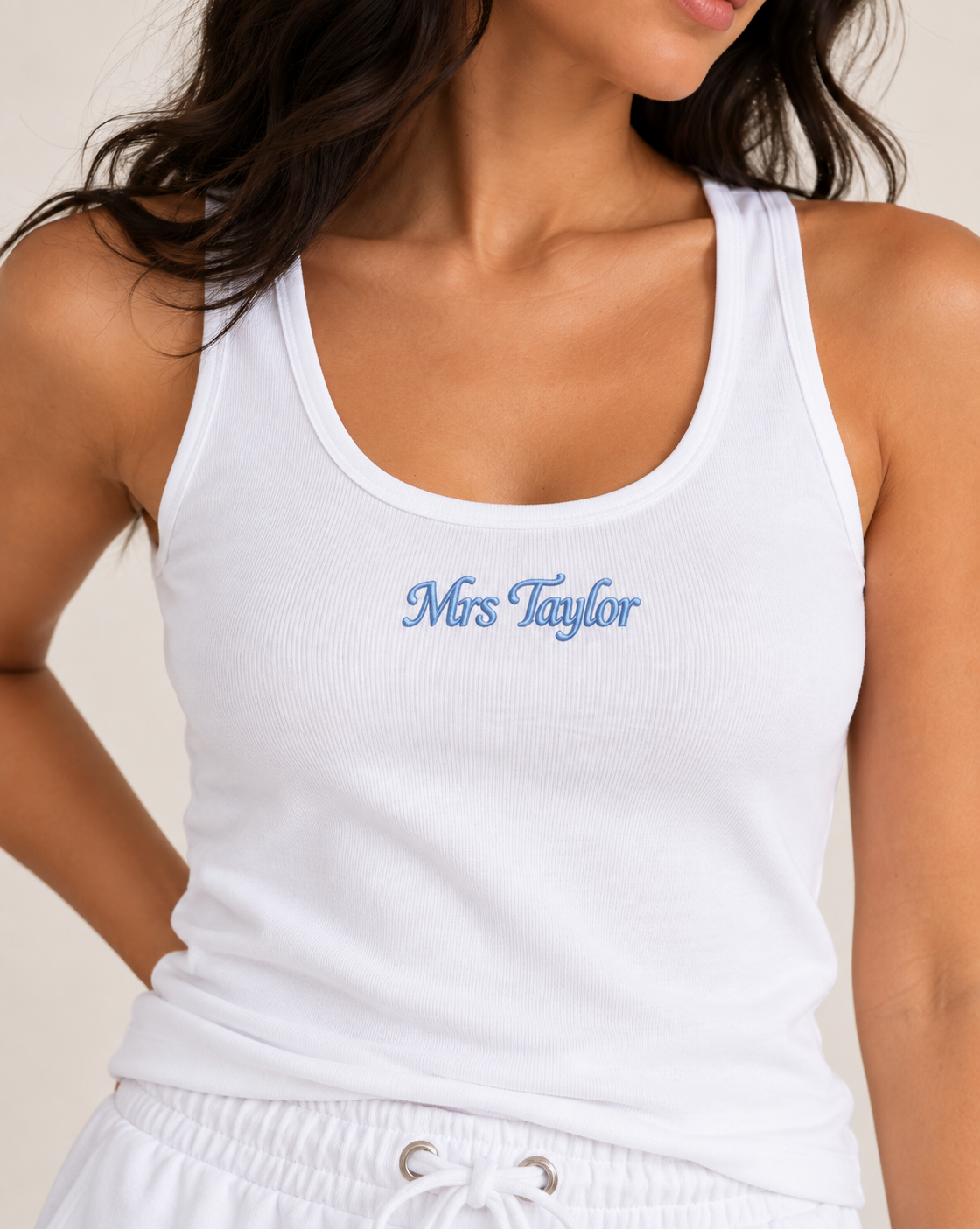 Personalised Embroidered Bridal Vest Top, Custom Bride Tank Top