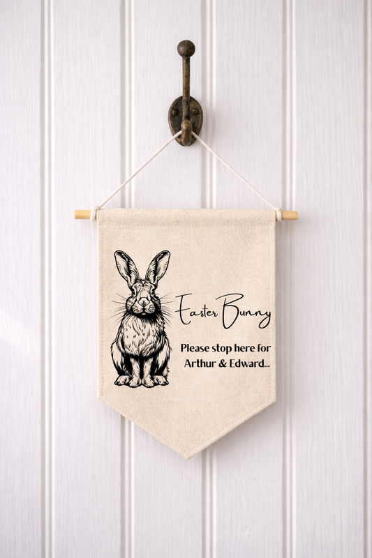 Personalised Easter Bunny Stop Here Flag