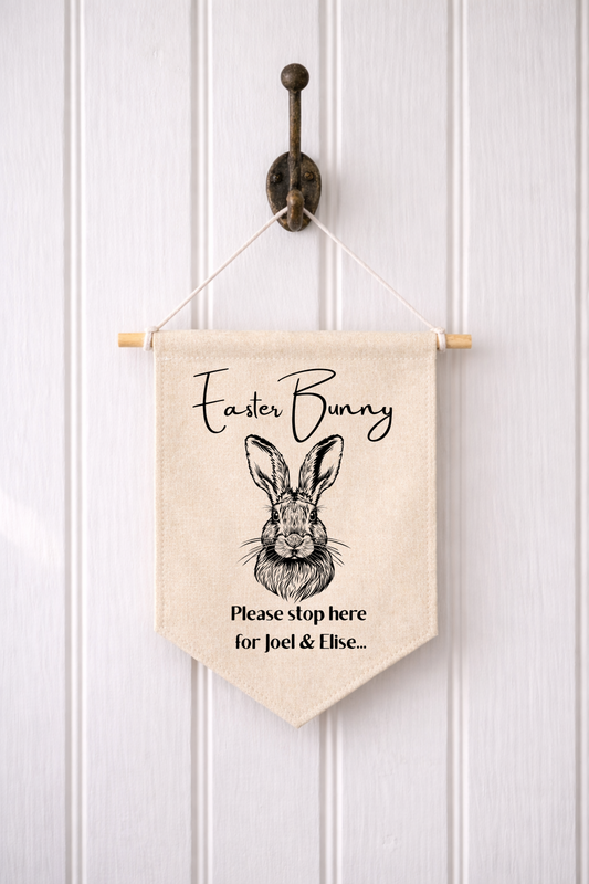 Personalised Easter Bunny Stop Here Flag