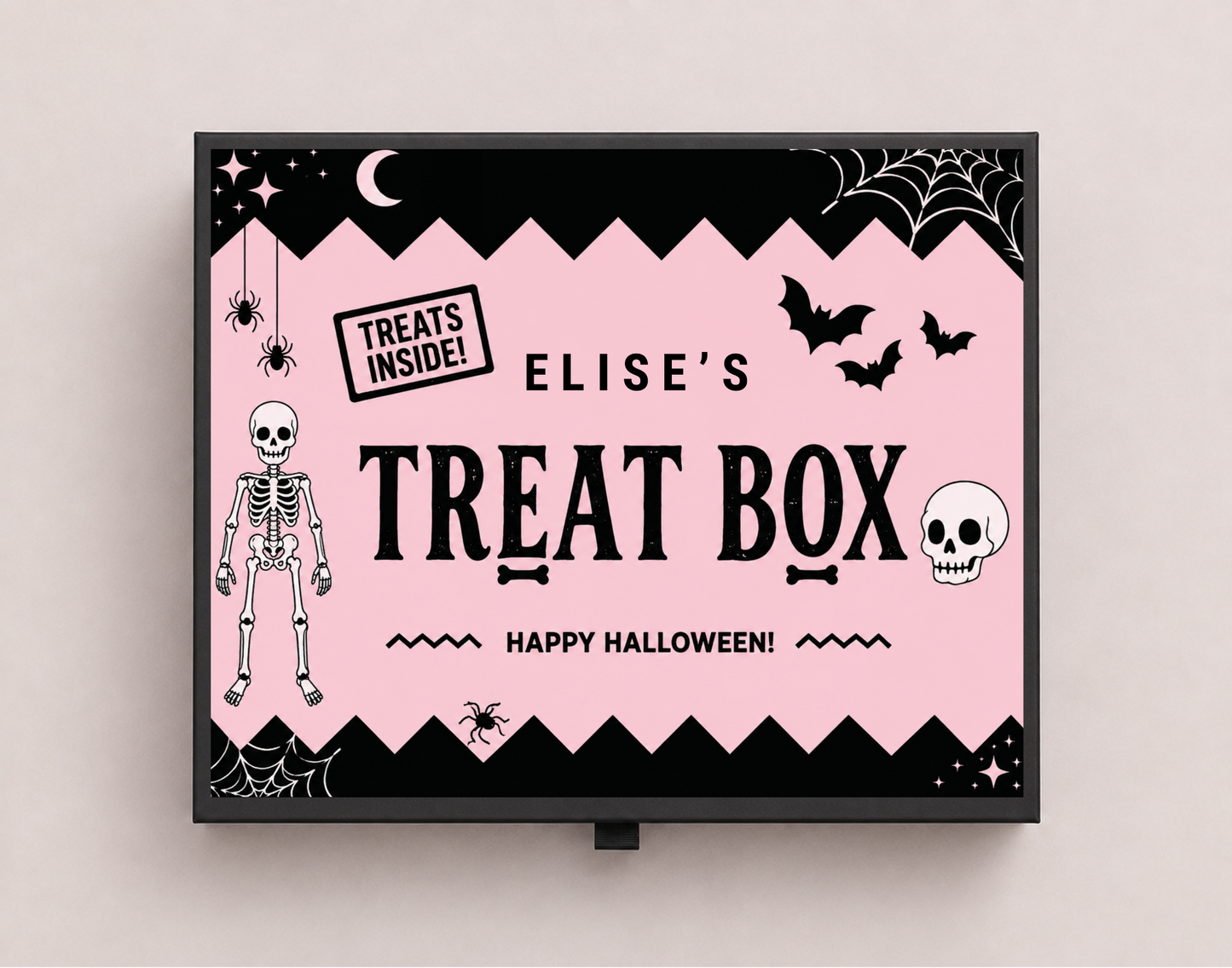 Children's Personalised Halloween Magnetic Treat Box - Pink