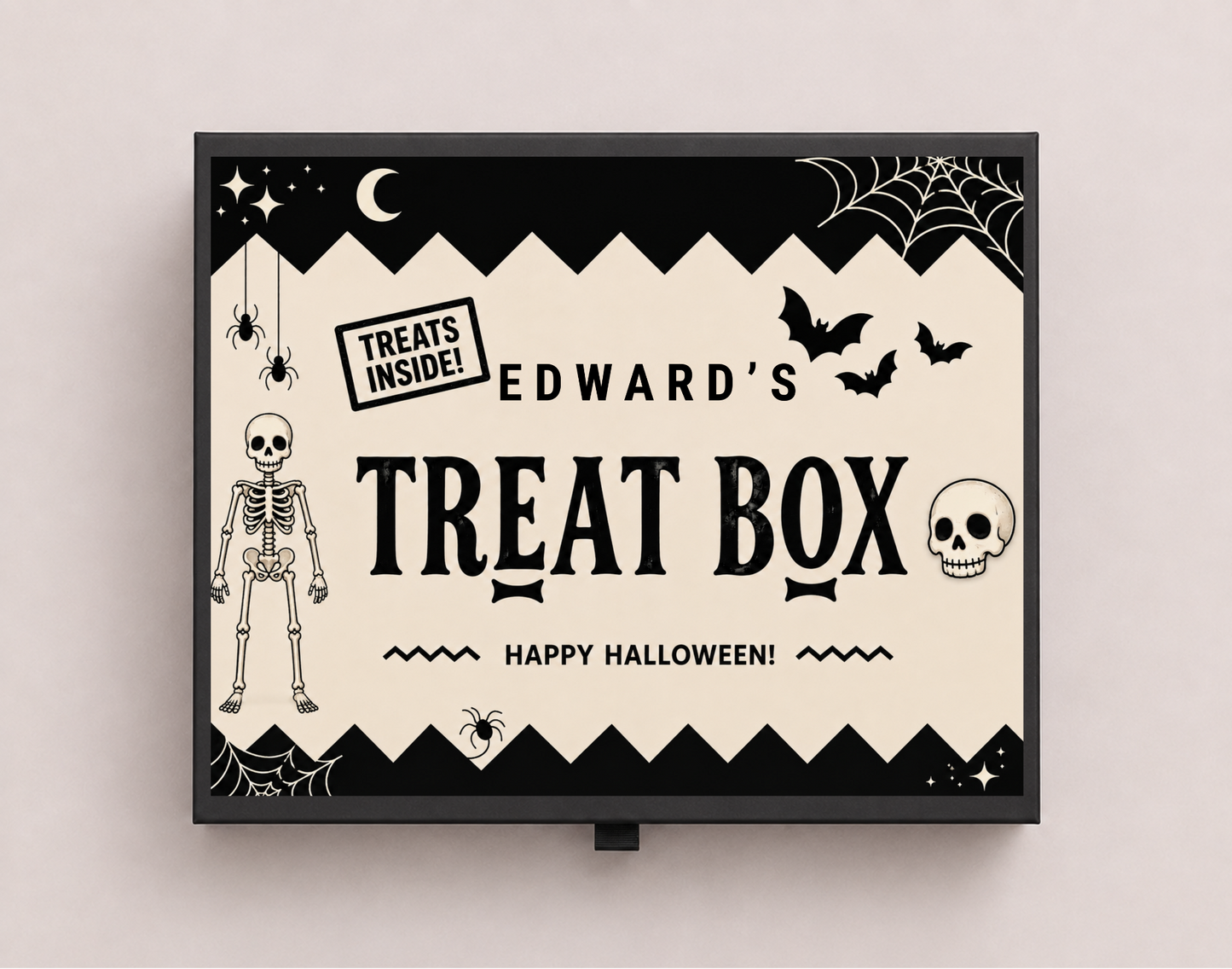 Children's Personalised Halloween Magnetic Treat Box - Beige