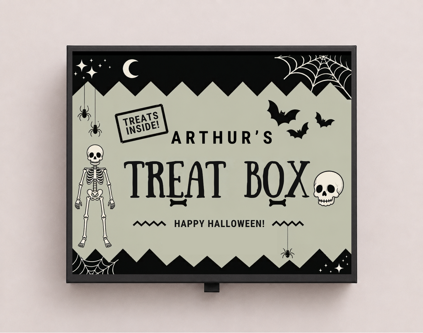 Children's Personalised Halloween Magnetic Treat Box - Green