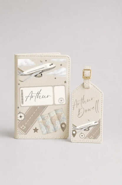 Child's Passport Cover & Luggage Tag Neutral