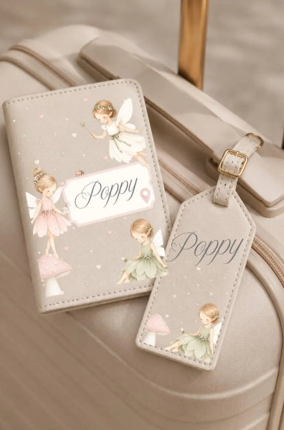 Child's Passport Cover & Luggage Tag Pink