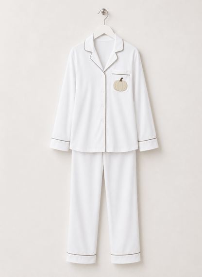 Adult Halloween Pumpkin Satin Pajamas