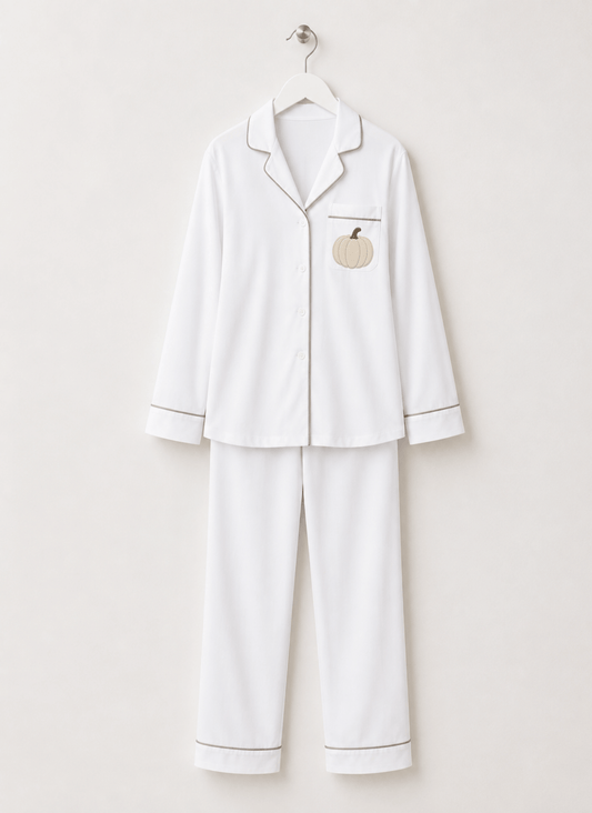 Adult Halloween Pumpkin Satin Pajamas