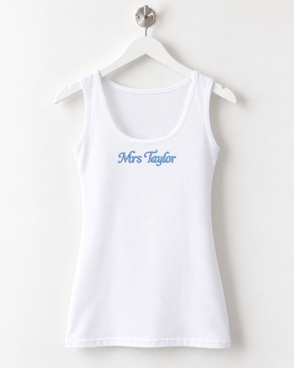 Personalised Embroidered Bridal Vest Top, Custom Bride Tank Top