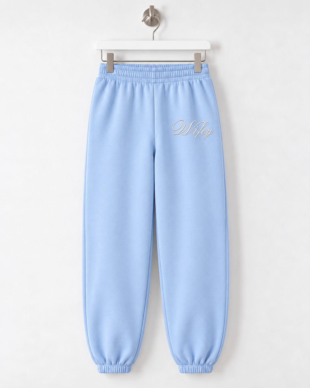 Wifey Embroidered Joggers - Baby Blue