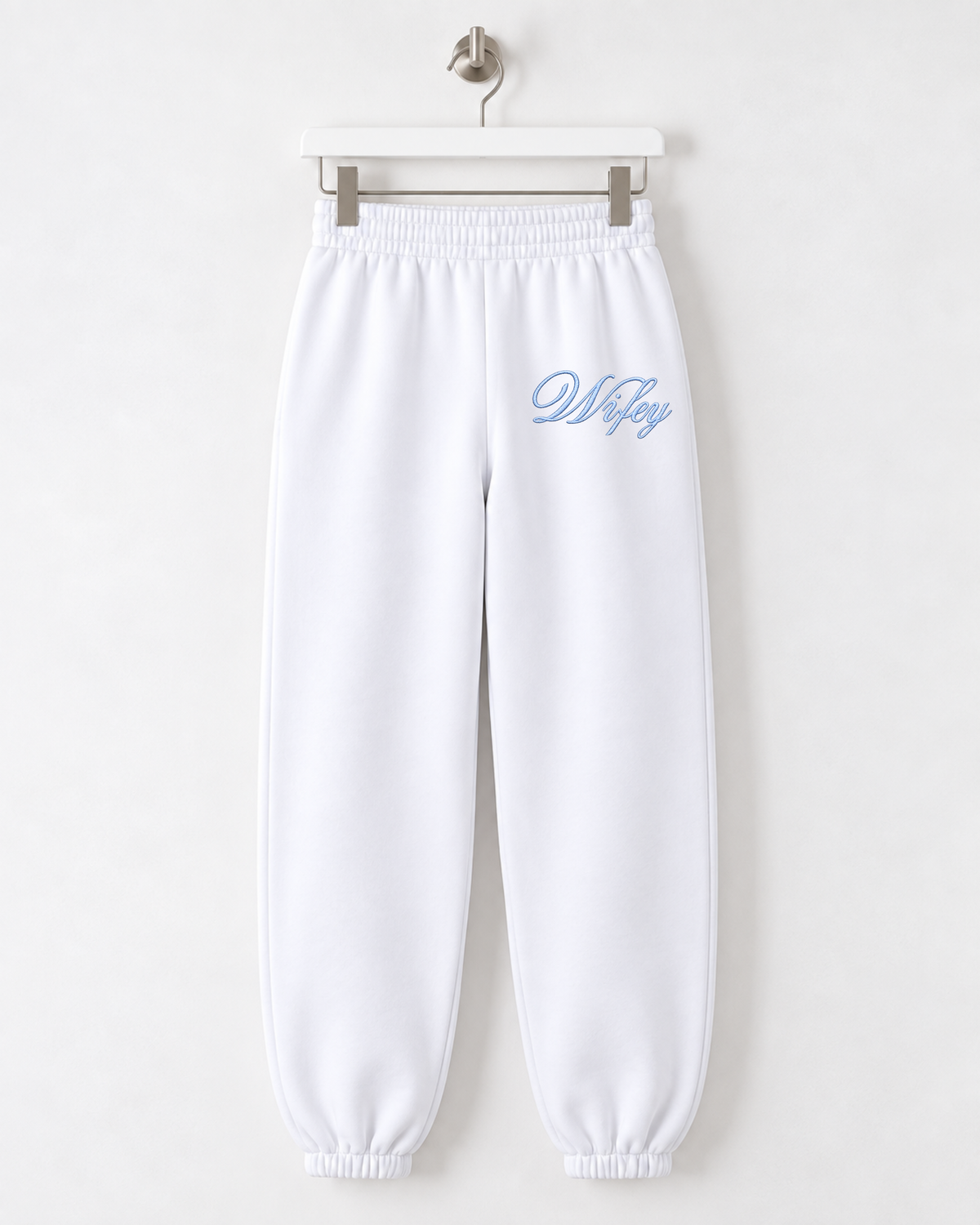 Wifey Embroidered Joggers - White